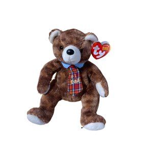New Ty Pappa Beanie Babies 2004 #1 Dad Plush Stuffed Animal Toy 6 in Tall Wearin